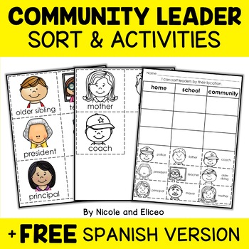 Preview of Community Leaders Sort Activities + FREE Spanish Version