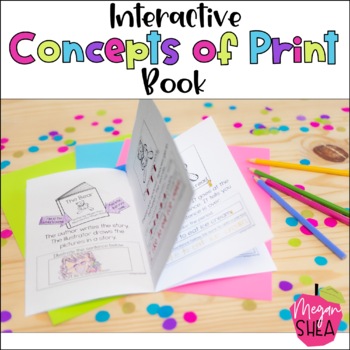 Preview of Interactive Concepts of Print Book for Kindergarten or First Grade