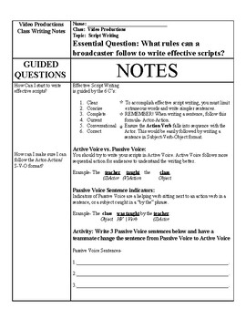 Preview of Interactive Cornell Notes: Effective Broadcast Writing Rules