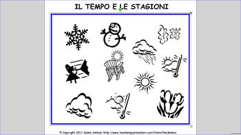 Preview of Interactive Dice Italian Weather Vocabulary Activity with Worksheets