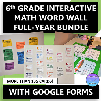 Preview of Interactive & Digital 6th Math Word Wall FULL-YEAR Bundle 