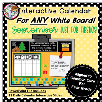 Interactive Digital Calendar For First Grade September Works On Any White Board