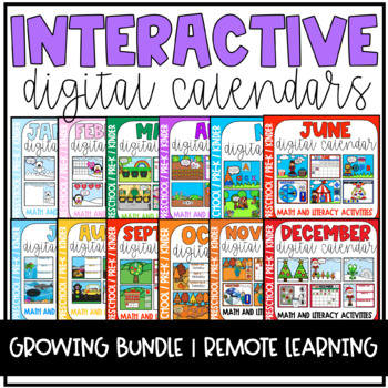 Preview of Interactive Digital Calendars | Bundle | Remote Learning