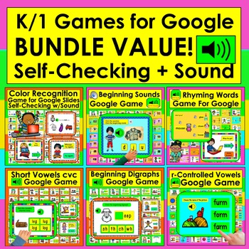 Preview of Interactive Digital Games Google Slides Bundle K/1 With SOUND Science of Reading