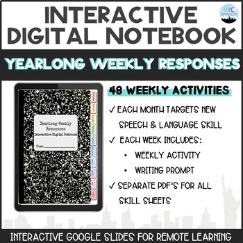 Preview of Interactive Digital Notebook: Yearlong Weekly Responses for Speech and Language