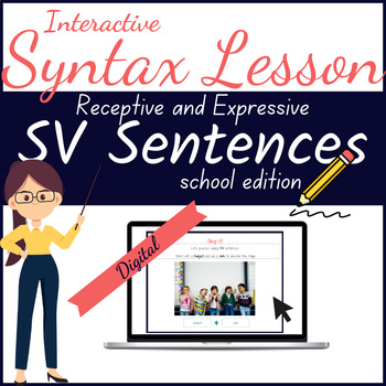 Preview of Interactive Digital Syntax Subject Verb Sentences | Grammar 2 word utterances SV