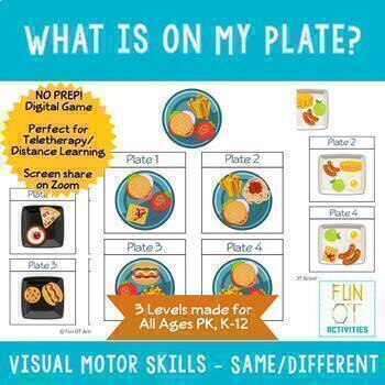 Preview of Interactive Digital Visual Motor Game - What is On My Plate? Same/Different