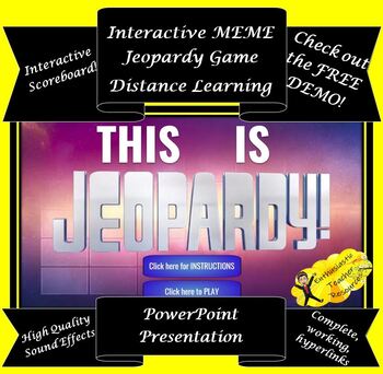 Preview of MEME Jeopardy MC EDITABLE TEMPLATE for Interactive Distance Learning