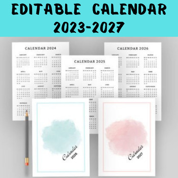 Preview of Interactive  Editable Calendar 2023-2027