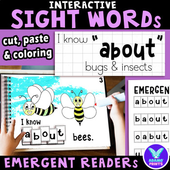 Preview of Interactive Emergent Reader ABOUT: "I know about Bugs & Insects" Sight Word 