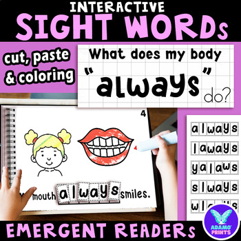 Preview of Interactive Emergent Reader ALWAYS: "What does my body always do" Sight Word