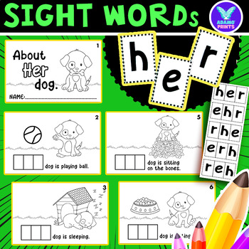 Preview of Interactive Emergent Reader HER: "About her dog" Sight Word Mini Book