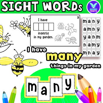 Preview of Interactive Emergent Reader MANY: "I have many things in my garden" Sight Word