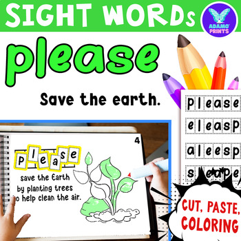 Preview of Interactive Emergent Reader PLEASE: "Please save the Earth" Sight Word Mini Book