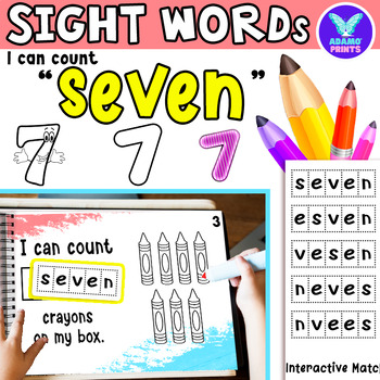 Preview of Interactive Emergent Reader SEVEN: "I can count seven" Sight Word Mini Book