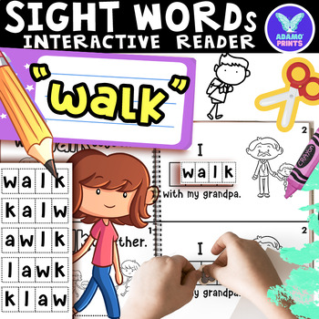 Preview of Interactive Emergent Reader WALK: "We walk together" Sight Word Mini Book