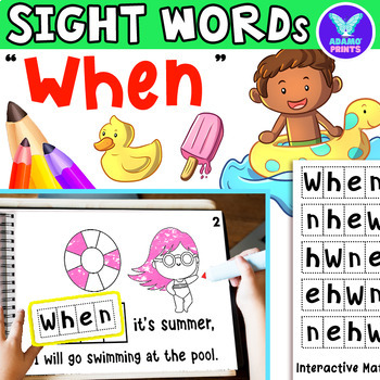 Preview of Interactive Emergent Reader WHEN: "When it's Summer" Sight Word Mini Books