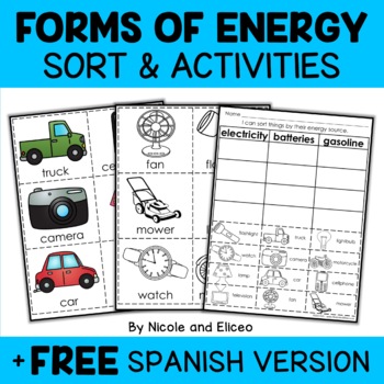 Preview of Forms of Energy Sort Activities + FREE Spanish