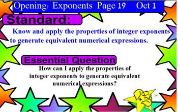 Preview of Interactive Exponents Flipchart - Common Core 8th grade