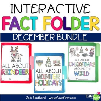 Preview of Interactive Fact Folder - December Bundle (Winter Holidays, Reindeer, Christmas)