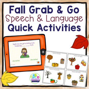 Preview of Fall No Prep Speech Therapy Activities with Printable and Digital Tasks