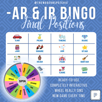 Preview of Interactive Final -AR & -IR Bingo for Articulation