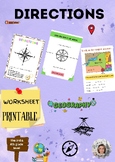 Interactive Geography Compass Worksheet for 3rd & 4th Graders