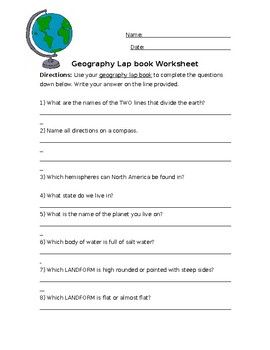 Preview of Interactive Geography Lapbook Questions