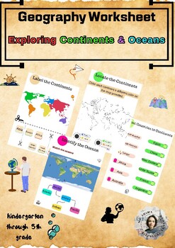 Preview of Interactive Geography Worksheet for Labeling & Coloring the World