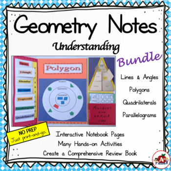 Preview of Interactive Geometry Anchor Charts Lines Angles Activity Notes Bundle
