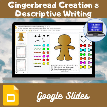 Preview of Interactive Gingerbread Boy/Girl Creation & Descriptive Writing (Google Slides)