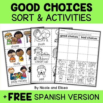 Preview of Good and Bad Choices Sort Activities + FREE Spanish