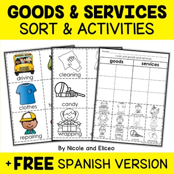 Preview of Goods and Services Sort Activities + FREE Spanish