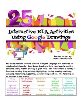 Preview of Interactive Google Draw Activities for ELA Middle School