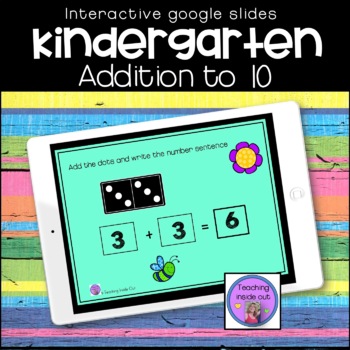 Preview of Interactive Google Slides Kindergarten Adding to 10