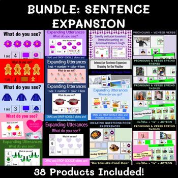 Preview of Sentence Expansion MEGA BUNDLE for SpEd & SPEECH GOOGLE Slides or Printable