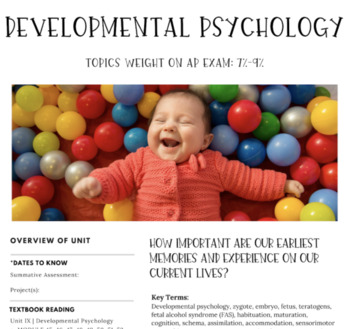 Preview of Retrieval Guide Notes | AP Psychology | Developmental Psychology