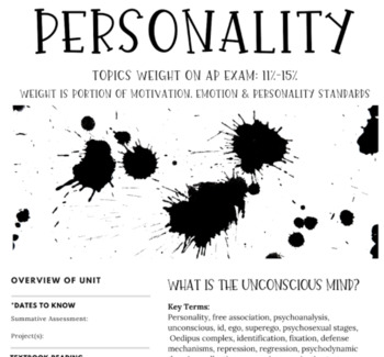 Preview of Retrieval Guide Notes | AP Psychology | Personality