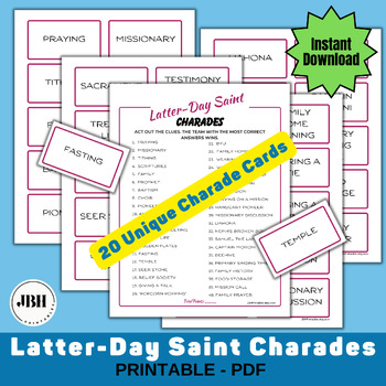 Preview of Interactive LDS Charades for Family or Group Game Night, Mormon Themed Charades