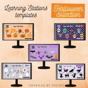 Preview of Interactive Learning Station Templates (Halloween Collection)