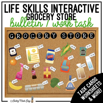 Preview of Grocery Store Interactive Bulletin Board Work Task