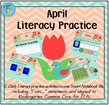 Preview of Interactive Literacy Practice for SMART Board Kindergarten April-Themed