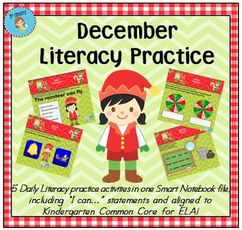 Preview of Interactive Literacy Practice for SMART Board Kindergarten December-Themed