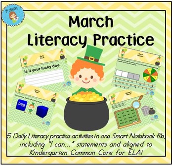Preview of Interactive Literacy Practice for SMART Board Kindergarten March-Themed