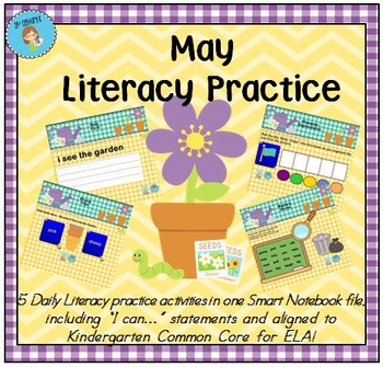 Preview of Interactive Literacy Practice for SMART Board Kindergarten May-Themed
