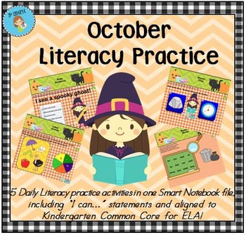 Preview of Interactive Literacy Practice for SMART Board Kindergarten October-Themed