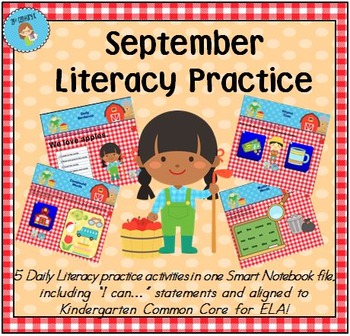 Preview of Interactive Literacy Practice for SMART Board Kindergarten September-Themed