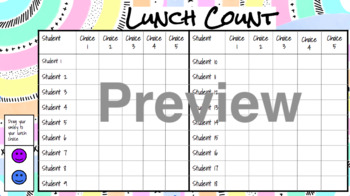 Preview of Interactive Lunch Count with 5 lunch choices