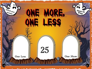 Preview of Interactive Math Flipchart Activity One More, One Less Halloween Themed
