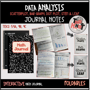 Preview of Interactive Math Journal Scatterplot BarGraph Dot Plot Stem & Leaf TEKS 5.9ABC